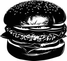 AI generated Silhouette hamburger black color only vector