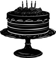 AI generated Silhouette birthday cake black color only vector