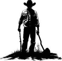 AI generated Silhouette farmer black color only full body vector