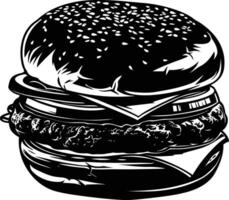 ai generado silueta hamburguesa negro color solamente vector