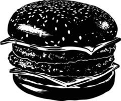 ai generado silueta hamburguesa negro color solamente vector