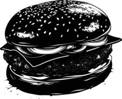 AI generated Silhouette hamburger black color only vector