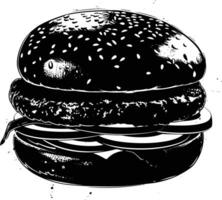 ai generado silueta hamburguesa negro color solamente vector