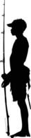AI generated Silhouette fisherman black color only full body vector
