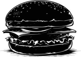AI generated Silhouette hamburger black color only vector