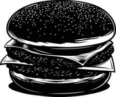 AI generated Silhouette hamburger black color only vector