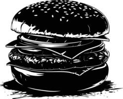 AI generated Silhouette hamburger black color only vector