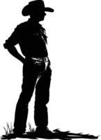 AI generated Silhouette farmer black color only full body vector