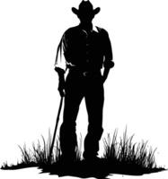 AI generated Silhouette farmer black color only full body vector