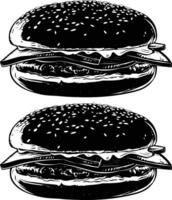 AI generated Silhouette hamburger black color only vector