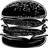 AI generated Silhouette hamburger black color only vector