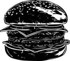 AI generated Silhouette hamburger black color only vector