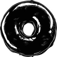 AI generated Silhouette donut black color only vector