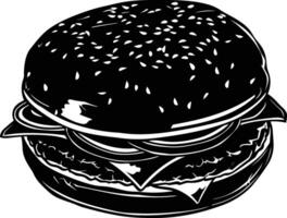 ai generado silueta hamburguesa negro color solamente vector