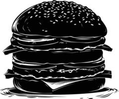 ai generado silueta hamburguesa negro color solamente vector