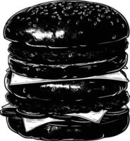 AI generated Silhouette hamburger black color only vector