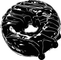 AI generated Silhouette donut black color only vector