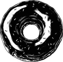 AI generated Silhouette donut black color only vector