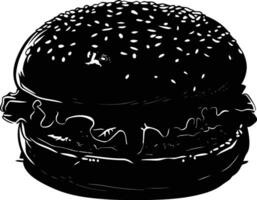 AI generated Silhouette hamburger black color only vector