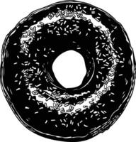 AI generated Silhouette donut black color only vector