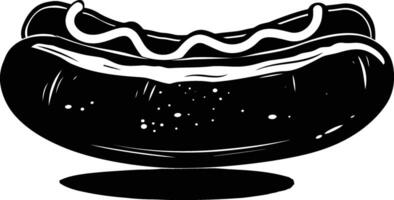 AI generated Silhouette hotdog black color only vector