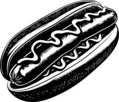 AI generated Silhouette hotdog black color only vector