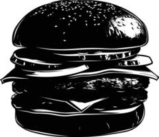 ai generado silueta hamburguesa negro color solamente vector