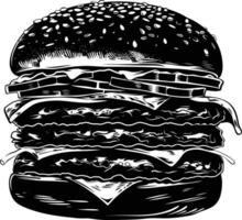 AI generated Silhouette hamburger black color only vector