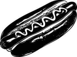 AI generated Silhouette hotdog black color only vector