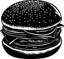 ai generado silueta hamburguesa negro color solamente vector