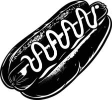 AI generated Silhouette hotdog black color only vector