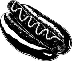 AI generated Silhouette hotdog black color only vector