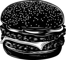 ai generado silueta hamburguesa negro color solamente vector