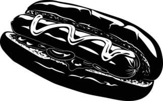 AI generated Silhouette hotdog black color only vector