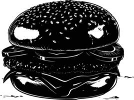 AI generated Silhouette hamburger black color only vector