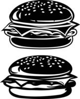 AI generated Silhouette hamburger black color only vector