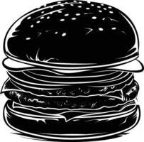 AI generated Silhouette hamburger black color only vector