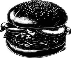 AI generated Silhouette hamburger black color only vector