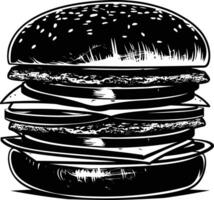 AI generated Silhouette hamburger black color only vector