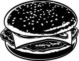 ai generado silueta hamburguesa negro color solamente vector