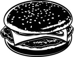 AI generated Silhouette hamburger black color only vector