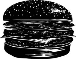 ai generado silueta hamburguesa negro color solamente vector