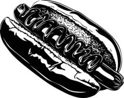 AI generated Silhouette hotdog black color only vector