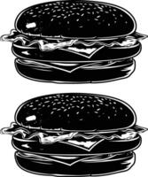 AI generated Silhouette hamburger black color only vector