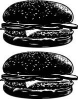 ai generado silueta hamburguesa negro color solamente vector