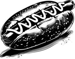 AI generated Silhouette hotdog black color only vector