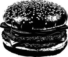 ai generado silueta hamburguesa negro color solamente vector