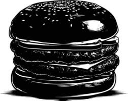 ai generado silueta hamburguesa negro color solamente vector