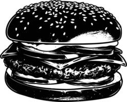 AI generated Silhouette hamburger black color only vector