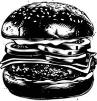 ai generado silueta hamburguesa negro color solamente vector